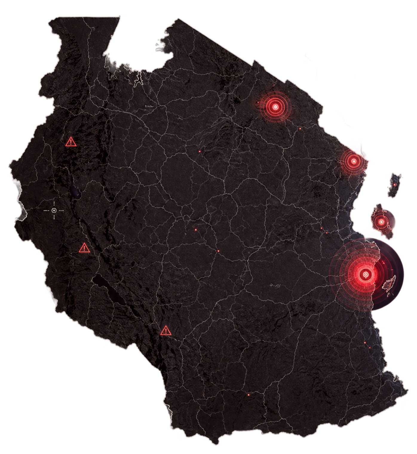 Map of Tanzania showing G1 Security command centres